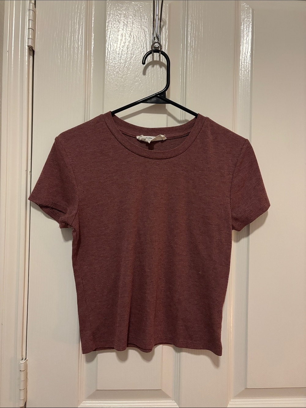 Women's Short Sleeve Ribbed Tee - Mauve